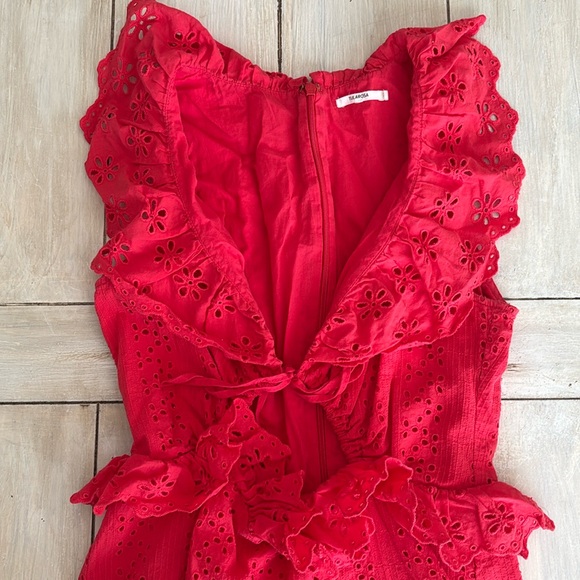 Tularosa Red Eyelet Cut Out Dress Medium - Picture 3 of 5